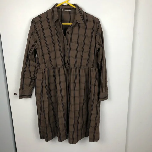Everlane Field Dress Mocha Plaid size XS - Picture 4 of 5